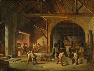 Interno di una ferriera, 1850